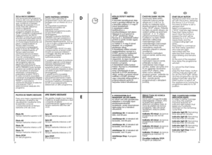 Page 152829
D
IT
TASTO PARTENZA DIFFERITA 
Questo tasto permette di
programmare l’avvio del ciclo di
lavaggio con un ritardo di 3, 6 o
9 ore.
Per impostare la partenza
ritardata procedere nelseguente modo:
Impostare il programma scelto
(la spia STOP inizia a
lampeggiare)
Premere il pulsante PARTENZA
DIFFERITA (ad ogni pressione si
potrà impostare una partenza
ritardata rispettivamente  di 3,6 o
9 ore e la spia corrispondente altempo scelto inizierà a
lampeggiare)
Premere il tasto AVVIO (La spia
corrispondente...