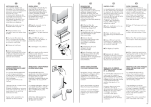 Page 3569
DE
REINIGEN DER 
KLAMMERNFALLE
Das Gerät besitzt eine
Klammernfalle zur Aufnahme
größerer Gegenstände
(Münzen, Knöpfe), die das
Abpumpen des Waschwassers
behindern könnten. Die
Klammernfalle kann
problemlos wie folgt gereinigt
werden:
● Entfernen Sie die
Sockelblende, wie in der
Abbildung dargestellt.● Benutzen Sie die
Sockelblende zum Auffangen
des Wasserrests in der
Klammernfalle.● Drehen Sie die
Klammernfalle gegen den
Uhrzeigersinn bis zum
Anschlag in vertikaler
Stellung.● Entnehmen Sie und...