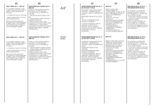 Page 2752
53
HR
SVAKODNEVNO PRANJE 40°C –
BRZI 44’
Potpuni ciklus pranja (pranje,
ispiranje i centrifugiranje)
omoguçen je za otprilike 44
minuta:
- najveça koliãina rublja 3/3,5
kg,
- manje prljavo rublje (pamuk i
mije‰ane tkanine).
Preporuãujemo da s ovim
programom koristite 30% manje
deterdÏenta (u usporedbi s
uobiãajenom koliãinom) kako bi
izbjegli nepotrebno tro‰enje
deterdÏenta.
SVAKODNEVNO PRANJE 30°C –
BRZI 32’
Potpuni ciklus pranja (pranje,
ispiranje i centrifugiranje)
omoguçen je za otprilike 32...