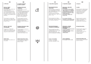 Page 2548
49
HR
4. Posebni programi
poseban program
POSEBAN PROGRAM
“ISPIRANJE“
Ovaj program izvodi tri
ispiranja sa
medjucentrifugiranjem (koje
se modje iskljudjiti pritiskom
na odgovarajudju tipku).
Takvo ispiranje moÏe se
koristiti za bilo koju vrstu
tkanina, npr. koristite ga
nakon ruãnog pranja.
Ovaj program moÏe se
takodjer koristiti kao ciklus
bijeljenja (pogledajte
tabelarni prikaz programa
pranja). 
POSEBAN PROGRAM “BRZO
CENTRIFUGIRANJE“
Ovaj program izvodi se na
najveçoj brzini
centrifugiranja (koja...