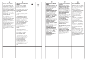 Page 1732
33
G
FR
TOUCHE DEPART DIFFERE 
Cette option permet de
différer jusqu’à 9 heures la
mise en marche du cycle de
lavage. La sélection de
temps se fait en appuyant sur
la touche Départ Différé; Un
voyant indique alors le temps
sélectionné.
Lorsque la période de départ
différé qui convient a été
sélectionnée, appuyez sur la
touche MARCHE
Si vous désirez annuler le
Départ Différé, procédez de
la maniére suivante :
Enfoncez la touche Départ
Différé pour éteindre le
témoin du Temp (le témoin
STOP commence à...