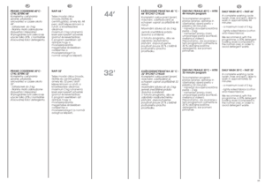 Page 2854
55
PL
PRANIE CODZIENNE 40°C-
CYKL SZYBKI 44’
Kompletny cykl prania
(pranie, p∏ukanie i
wirowanie) w czasie oko∏o
44’.
- za∏adunek  do 3 kg
- tkaniny ma∏o zabrudzone
(bawe∏na i mieszane)
W programie tym zaleca si´
u˝ycie tylko 30%  z normalnie
stosowanej iloÊci detergentu.
PRANIE CODZIENNE 30°C-
CYKL SZYBKI 32’
Kompletny cykl prania
(pranie, p∏ukanie,
wirowanie) w czasie oko∏o
32’.
- za∏adunek do 2 kg
- tkaniny ma∏o zabrudzone
(bawe∏na i mieszane)
W programie tym zaleca si´
u˝ycie tylko 20% z...