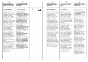 Page 1528
D
29
PL
Przyciski opcji muszà byç
wybrane i wciÊni´te przed
wciÊni´ciem przycisku start.PRZYCISK “AQUAPLUS”
Wciskajàc ten przycisk
mo˝emy, dzi´ki nowemu
Czujnikowi System, wykonaç
dodatkowy specjalny cykl
prania przeznaczony dla osób
o delikatnej,  ∏atwej do
podra˝nieƒ skórze. Program
jest aktywny dla programów
dla tkanin odpornych i
mieszanych. 
W programie tym pralka
pobiera du˝o wi´cej wody, a
nowy sposób funkcjonowania,
polegajàcy na cyklach
obrotów b´bna podczas
poboru i odprowadzania
wody...