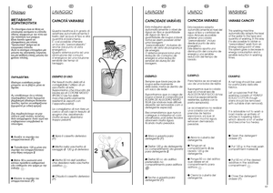 Page 32IT
LA
VAGGIO
CAPACITÁ VARIABILEQuesta lavatrice é in grado di adattare automaticamente illivello dell’acqua al tipo e allaquantità di biancheria.E’ così possibile ottenere un bucato “personalizzato”anche dal punto di vistaenergetico.Questo sistema porta ad unadiminuzione dei consumid’energia e ad una riduzionesensibile dei tempi dilavaggio. ESEMPIO DI USO: Per tessuti molto delicati é consigliabile l’utilizzo di unsacchetto di rete.Supponiamo che il bucato dalavare sia di COTONE MOLTOSPORCO (se ha...