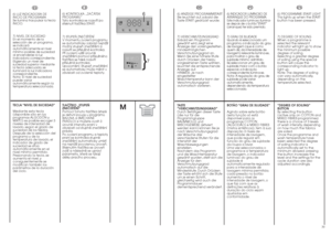 Page 2038
M
EN
6) PROGRAMME START LIGHT
This lights up when the START
button has been pressed.
7) DEGREE OF SOILING
When a programme is
selected the relevant
indicator will light up to show
the minimum possible
degree of soiling.
Selecting a greater degree
of soiling using the special
button will cause the
corresponding indicator to
light up.
Note: The degree of soiling
can vary automatically,
depending on the
temperature selected.
“DEGREE OF SOILING”
BUTTON
By selecting this button
(active only on COTTON and...