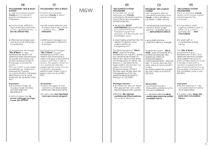 Page 265051
EN
“MIX & WASH SYSTEM”
PROGRAMME 
This is an exclusive Candy
system and involves 2 great
advantages for the
consumer:
• to be able to wash
together different type of
fabrics (e.g. cotton +
synthetic etc…) FAST
COLOUREDS;
•to wash with a
considerable energy
saving.
The Mix & Wash
programme has a
temperature of 40°C and
alternate dynamic phases
(the basket that turns) to
static phases (fabrics in soak
in phase of rest) with a
duration programme that
almost reaching the 2 hours.
The energy consumption...