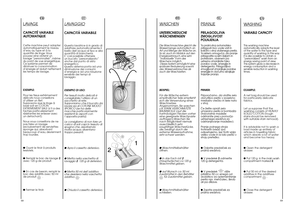 Page 35FR
LA
VAGE
CAPACITÉ VARIABLE AUTOMATIQUECette machine peut adapter automatiquement le niveaud’eau au type et à laquantité de linge. Vouspouvez ainsi obtenir unlavage “personnalisé”, mêmedu point de vue énergétique.Ce système permet dediminuer la consommationd’énergie et réduit nettementles temps de lavage. EXEMPLE: Pour les tissus extrêmement délicats nous conseillonsd’utiliser un filet.Supposons que le linge àlaver soit en COTONEXTREMEMENT SALE (s’il a destaches particulièrementrésistantes les enlever...