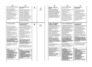 Page 1528
29
CD
“WASH TEMPERATURE” BUTTON When a programme is selected the relevantindicator will light up to showthe recommended washtemperature.The Temperature button canbe used to decrease orincrease the temperature ofyour chosen wash cycle.Each time the button ispressed, the newtemperature level is shown onthe Wash TemperatureIndicator.“SPIN SPEED” BUTTON The spin cycle is very important to remove asmuch water as possible fromthe laundry withoutdamaging the fabrics. Youcan adjust the spin speed ofthe...