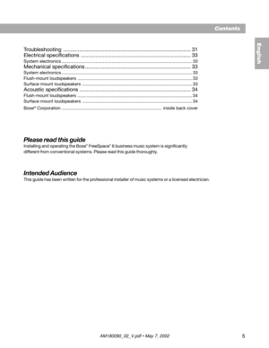 Page 55
Contents
Troubleshooting ....................................................................................... 31
Electrical specifications ........................................................................... 33
System electronics ........................................................................................................... 33
Mechanical specifications ........................................................................ 33
System electronics...