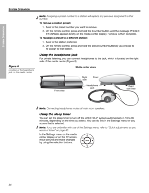 Page 2424
SYSTEM
 O
PERATION
!!
S
YSTEM OPERATION
Dansk
Italiano
Svenska Deutsch Nederlands English Français Español
Note:
Assigning a preset number to a station will repla ce any previous assignment to that 
number.
To remove a station preset:
1. Tune to the preset numbe r you want to remove.
2. On the remote control, press and hold the 
0 number button unt il the message PRESET: 
## ERASED appears briefly on the media ce nter display. Removal is then complete.
To reassign a preset to a different station:
1....