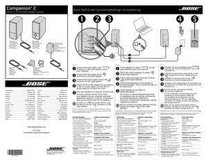 Page 1©2013 Bose Corporation, The Mountain, 
Framingham, MA 01701-9168 USA  
AM361681  Rev.00
Quick Start Guide • Lynstartvejledning • Kurzanleitung
United States ......................................888 587 2673
Australia
 ..............................................1800 061 046
Austria
 ..................................................01 60404340
Belgium
 .................................................012 390 800
Canada
 ................................................877 721 9154
China...