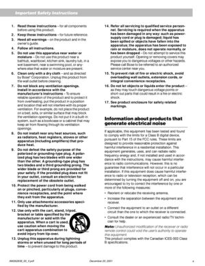 Page 3 AM262838_00_V.pdf December 20, 2001 a
Important Safety Instructions
1. Read these instructions – for all components
before using this product.
2. Keep these instructions – for future reference.
3. Heed all warnings – on the product and in the
owner’s guide.
4. Follow all instructions.
5. Do not use this apparatus near water or
moisture – Do not use this product near a
bathtub, washbowl, kitchen sink, laundry tub, in a
wet basement, near a swimming pool, or any-
where else that water or moisture are...