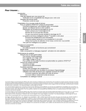 Page 1193
English FrançaisEspañol
Table des matières
Pour trouver…
Introduction  . . . . . . . . . . . . . . . . . . . . . . . . . . . . . . . . . . . . . . . . . . . . . . . . . . . . . . . . . . . . . . . . . . .  5
Bienvenue  . . . . . . . . . . . . . . . . . . . . . . . . . . . . . . . . . . . . . . . . . . . . . . . . . . . . . . . . . . . . . . . . .  5
Liste des disques que vous pouvez lire  . . . . . . . . . . . . . . . . . . . . . . . . . . . . . . . . . . . . . . . . . .  5
Vérification de la...