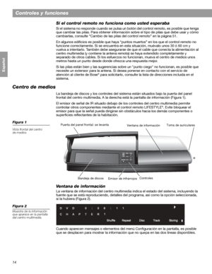 Page 7214
Controles y funciones
Français Español English
Si el control remoto no funciona como usted esperaba
Si el sistema no responde cuando se pulsa un botón del control remoto, es posible que tenga 
que cambiar las pilas. Para obtener información sobre el tipo de pilas que debe usar y cómo 
cambiarlas, consulte “Cambio de las pilas del control remoto” en la página 51.
En algunos edificios es posible que haya “puntos muertos” en los que el control remoto no 
funcione correctamente. Si se encuentra en esta...