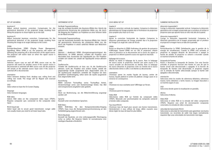 Page 50
english
deutsch francais
español
50
SET UP SUB MENU
keystone V
Adjust vertical keystone correction. Compensates for the 
geometrical distortion of the projected image resulting from 
tilting the projector to shoot higher up on the wall.
keystone H
Adjust horizontal keystone correction. Compensates for the 
geometrical distortion of the projected image resulting from 
shooting the image at an angle sideways to the screen.
DPMS
Activate/deactivate DPMS (Display Power Management 
Signalling). When DPMS is...