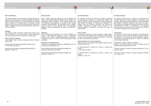 Page 10
english
deutsch francais
español
10
WEEE INFORMATION
This product conforms to all requirements of the EU Directive on 
waste electrical and electronic equipment (WEEE). This product 
shall be recycled properly. It can be disassembled to facilitate 
proper recycling of it’s individual parts. This product is using 
projection lamps that shall be recycled properly. Consult your 
dealer or relevant public authority regarding drop-off   points for 
collection of WEEE.
WARNING
This product contains chemicals,...