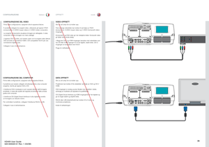 Page 3535
italianonorsk
OPPSETT CONFIGURAZIONE
CO
NFI
GURAZI
ONE DEL VIDE
O
Prima della conﬁ
gurazione, spe
gnere tutte le apparecchiature
.
È possibile colle
gare tre sor
genti video, utilizzando 
gli ingressi YPbPr 
(com
ponente
), S-VIDE
O (super video
) e C-VIDE
O (video com
posito
).
La sorgente componente visualizza immagini pi
ù dettagliate
. Il video 
compos
ito mostra 
immag
ini con meno 
dettag
li.
L’ingresso DVI-D, inoltre, può essere usato con le sorgenti video (lettore 
DVD provvisto di connettore...