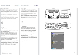 Page 4545
italianonorsk
UTILIZZO DEL PROIETTORE
BRUK AV PROJEKTORENSWIT
CHIN
G ON AND 
OFF
Completata la conﬁ
gurazione, accendere tutte le apparecchiature
. Il 
proiettore 
può essere controllato con il tastierino, con il telecomando 
opp
ure utilizzando le interfacce LAN o R
S232
. Per accen
dere il 
proiettore, spingere con decisione il pulsante di accensione POWER
sul tast
ierino o su
l telecoman
do. Si illumina l’indicatore di 
STATO che 
quando viene accesa l’unità passa da giallo a verd
e.
Se...