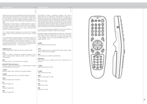 Page 27
italianonorsk
27

Il telecomando consente l’accesso flessibile alle impostazioni del proiettore, tramite i tasti oppure il sistema dei menu. Il telecomando è retroilluminato e può  essere  utilizzato  in  condizioni  di  scarsa  luminosità.  È  provvisto  anche di  un  jack  dati  che  consente  di  collegarlo  al  proiettore  mediante  un  filo. Quando  il  filo  è  attaccato,  il  fascio  IR  (infrarossi)  e  le  batterie  interne  sono spenti.Il  telecomando  può  essere  azionato  in  “modalità...