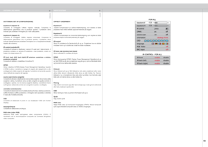 Page 53
italianonorsk
53

IR front enable disable
IR back (left) enable   disable
IR back (right) enable disable

rgb

SOTTOMENU SET UP (CONFIGURAZIONE)
keystone V (trapezio V)Consente  di  correggere  l’effetto  trapezio  verticale.  Compensa  la deformazione  geometrica  che  si  produce  quando  il  proiettore  viene inclinato per proiettare l’immagine più in alto sulla parete. 
keystone H (trapezio H)Consente  di  correggere  l’effetto  trapezio  orizzontale.  Compensa  la deformazione  geometrica  che  si...