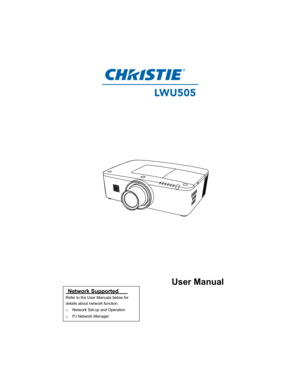 Page 3User Manual
Network Supported
Refer to the User Manuals below for
details about network function.
‘Network Set-up and Operation
‘PJ Network Manager 