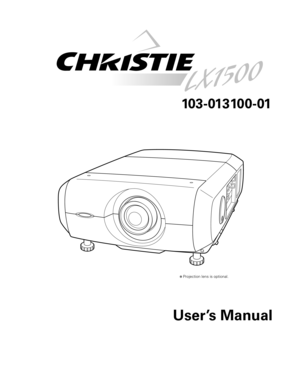 Page 1
✽ Projection lens is optional.
User’s Manual
103-013100-01 