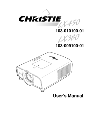 Page 1
User’s Manual
103-010100-01
103-009100-01 