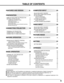 Page 55
TABLE OF CONTENTS
FEATURES AND DESIGN 6
BEFORE OPERATION 15 PREPARATION 7
NAME OF EACH PART OF PROJECTOR 7
SETTING-UP PROJECTOR 8
CONNECTING AC POWER CORD 8
LENS INSTALLATION 9
POSITIONING PROJECTOR 9
ADJUSTABLE FEET 10
INSTALLING PROJECTOR IN PROPER POSITION 10
MOVING PROJECTOR 11
CONNECTING PROJECTOR 12
TERMINALS OF PROJECTOR 12
CONNECTING TO COMPUTER 13
CONNECTING TO VIDEO EQUIPMENT 14
OPERATION OF REMOTE CONTROL 15
LASER POINTER FUNCTION 15
REMOTE CONTROL BATTERIES INSTALLATION 16
TOP CONTROLS AND...