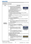 Page 5149
OPTION Menu
Item Description
SECURITY
(continued)
2.2-4  Move the cursor to the right side of the 
PASSWORD AGAIN BOX and press the 
► button to display the PASSWORD for 
about 20 seconds, please make note of the 
PASSWORD during this time. 
Pressing the ENTER button on the remote control 
or INPUT button on the projector will return to 
MyScreen PASS WORD on/off menu.
When a PASSWORD is set for MyScreen:
• The MyScreen registration function (and menu) will be unavailable.
• The MyScreen Lock menu...