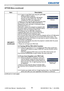 Page 5250
OPTION Menu
Item Description
SECURITY
(continued)
3.1-3   Input a 4 part PIN Code using the ▲/▼/◄/►
/RGB and INPUT buttons. 
The PIN CODE AGAIN BOX will appear. 
Reenter the same PIN Code. This will 
complete the PIN Code registration.
• If there is no key input for about 55 seconds while 
the PIN BOX or the PIN CODE AGAIN BOX is 
displayed the menu will close. If necessary repeat 
the process from 3.1-1.
Afterwards, anytime the projector is restarted after 
the power switch is turned off the PIN BOX...