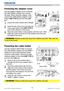 Page 1715LX501/LX601i User Manual-Operating Guide 020-000461-01 Rev. 1 (03-2012)
Use the supplied adapter cover to prevent 
the USB wireless adapter from coming 
off easily. When using the adapter cover, 
connect the USB wireless adapter to the 
further USB TYPE A port from the LAN 
port.
1. Loosen the screw marked with a triangle.
2. Insert the tab of the cover into the hole 
at the upper right of the USB TYPE A 
ports in the direction of the arrow.
3. Align the screw holes on the projector and the cover. Then...