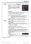 Page 7068LX501/LX601i User Manual-Operating Guide 020-000461-01 Rev. 1 (03-2012)
OPTION menu
Item Description
SERVICESelecting this item displays the SERVICE 
menu.
Select an item using the ▲/▼ buttons, 
and press the ► button or the ENTER 
button on the remote control to execute 
the item.
ALTITUDE
Using the ▲/▼ buttons switches the rotation speed of the cooling 
fans. It is recommended to leave it at AUTO usually.
HIGH-2 
 HIGH-1 
 NORMAL 
 AUTO 
AUTO:  The projector changes the rotation speed...