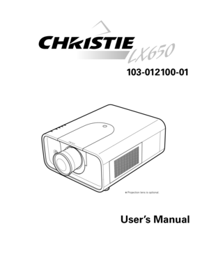 Page 1
✽ Projection lens is optional.
User’s Manual
103-012100-01 