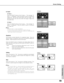 Page 49
49
Screen Setting
Press the SELECT button at the D. Zoom –.  The message “D.
Zoom –” is displayed.  Press the SELECT button to compress
the image size.  D. Zoom –

Ceiling 

Rear 
When this function is “On,” the picture is top/bottom and left/rig\
ht
reversed.  This function is used to project the image from a ceiling
mounting the  projector.
When this function is “On,” the picture is left/right reversed.  T\
his
function is used to project the image to a rear projection screen.
Press the SELECT button...