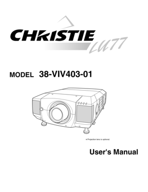 Page 1Users Manual
38-VIV403-01MODEL
✽ Projection lens is optional. 