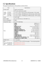 Page 2624
12. Speciﬁcations
The general speciﬁcations of this product are shown below.
Item Speciﬁcations
Product name Liquid crystal projector
Liquid 
crystal 
panelTFT active matrix drive system 
LX750 3.3 cm (1.3 type), 786,432 pixels (1024 horizontal x 768 vertical)
LW650 3.1 cm (1.22type), 1,092,800 pixels (1366 horizontal x 800 vertical)
LS+700 3.3 cm (1.3 type), 1,470,000 pixels (1400 horizontal x 1050 vertical)
Lamp 350 W UHB
Power supply AC 110-120V/6.0A, AC 220-240V/3.1A
Power consumption 540W...