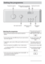 Page 1414
Setting the programme 
Selecting the programme:Display panel and the position of
the spin speed selector
•Select the desired programme using the programme
selector. 
• Set the desired spin speed  using the spin speed selector
(see chart, page 16).
• If applicable, select options  using the additional function
buttons.
• Start the programme using  the ”Inicio” (Start)button. 
...or a Delayed Start of 1 to 19 hours can be selected
using the button.
• At the end of the cycle, the display panel indicates...