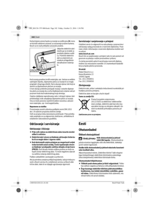 Page 241242 | Eesti 
1 609 92A 2C6 | (21.10.16)Bosch Power Tools
Kod primjene usisne haube za rezanje sa vodilicama 24, mora 
se koristiti odobreni usisavač za usisavanje prašine kamena. 
Bosch za to nudi prikladne usisavače prašine.
Uključite električni alat i 
stavite ga na izradak sa 
prednjim dijelom vodili-
ca. Pomičite električni 
alat sa umjerenim po-
smakom prilagođenim 
obrađivanom materija-
lu.
Kod rezanja posebno tvrdih materijala, npr. betona sa velikim 
sadržajem šljunka, dijamantna ploča za rezanje...