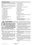 Page 15English - 2
The numbering of the device elements refers to 
the illustration of the machine on the graphics
page. 
While reading the operating instructions, unfold 
the graphics page for the device and leave it
open. 1 Thread for auxiliary handle (3x)
 2 Spindle lock button
 3 On / Off switch
 4 Vibration damper
 5 Auxiliary handle
 6 Grinder spindle
 7 Protection guard
 8 Adjustment screw
 9 Clamping lever
 10 Mounting flange with O-ring
 11 Grinding / cutting disc *
 12 Clamping nut
 13 quick-clamping...