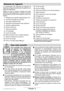 Page 24Français - 2
La num érotation des  élé ments de l ’appareil se
rapporte aux figures repr ésentant l ’appareil sur la
page des graphiques. 
D épliez le volet sur lequel l ’outillage est repr é-
sent é de mani ère graphique. Laissez le volet d é-
pli é pendant la lecture de la pr ésente notice d ’uti-
lisation.
 1 Filetage pour poign ée suppl émentaire (3x)
 2 Touche de blocage de la broche
 3 Interrupteur Marche /Arr êt
 4 Dispositif d ’amortissement des vibrations
 5 Poign ée suppl émentaire
 6 Broche...