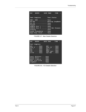 Page 57Troubleshooting
Te c h  2Page 6-7
 
FIGURE 6-7. Main Details Selection
FIGURE 6-8. VCI Details Selection 