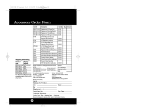 Page 19Accessory Order Form36
Tax Table
Illinois residents add 7%
Cook Co. residents add .75% (7.75% total)
Chicago residents add 1% (8.75% total)
Indiana residents add 5%
For credit card orders fill out order form
and fax to:1.773.622.2269
or call 1.773.889.3087
(Press 1 from the main menu)8:00 am - 8:00 pm,M-F,CST.
Ma ke check  or money order (no stamp s)
payable to:
Cobra Accessories Dept.
6500 West Co rtland  St .Ch i ca g o, IL 60707Prices subject to change without notice.Please print clearly
Name
Address...