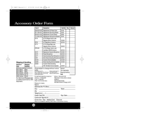 Page 19Accessory Order Form36
Tax Table
Illinois residents add 7%
Cook Co. residents add .75% (7.75% total)
Chicago residents add 1% (8.75% total)
Indiana residents add 5%
For credit card orders fill out order form
and fax to:1.773.622.2269
or call 1.773.889.3087
(Press 1 from the main menu)8:00 am - 8:00 pm,M-F,CST.
Ma ke check  or money order (no stamp s)
payable to:
Cobra Accessories Dept.
6500 West Co rtland  St .Ch i ca g o, IL 60707Prices subject to change without notice.Please print clearly
Name
Address...