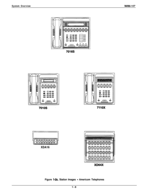 Page 12System OverviewIMl66-1 a7
I,
7016s
XDA16
XD64X
Figure 1-2~. Station Images - Americom Telephones1-8 