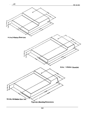 Page 36don--IMI 66-083
4-Line, &Station Base Unit
&Line, 1 &Station
16-Line, 32-Station
Base Unit
Base UrlR
Figure 3-l. Mounting Dimensions 