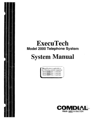 Page 1xecu
Model 2000 Teleph
System
This publication is applicable to
the following common equipment:
Model E34PT Rev. A and later
Model 
EKPT Rev. A and later
Model 
ESOPT Rev. A and later 