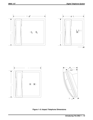 Page 1712S , 112S1 1N,
112N
24 S, 124S
4.64
1 .75
.7.13
..
3.731
1. 34
.
CAJS 77
Figure 1–5: Impact Telephone Dimensions
IMI66–107Digital Telephone System
Introducing The DSU 1 – 13 