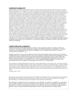 Page 430LIMITED WARRANTY
The initial hardware and software of all Comdial Corporation (“Comdial”) products shall be referred to collectively herein as the “Product”.
Products containing some other manufacturer’s warranty are warranted solely by the manufacturer thereof as set out in such warranty and are
sold by Comdial strictly “as is”. Comdial warrants, only to its purchaser and its authorized dealers, that, under normal operating conditions, (a)
the Product hardware (except for fuses, lamps and other...