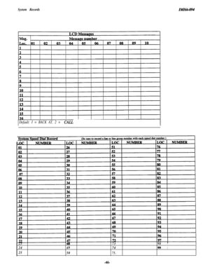 Page 49System RecordsIhfI66-094
IDefault: I = BACK AT, 2 = CAL5
23487398I
24497499I
25
5075. 