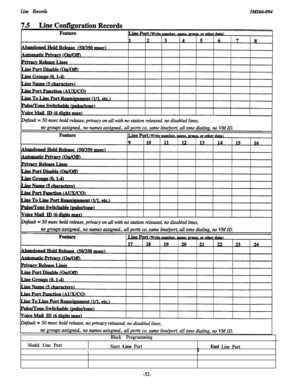 Page 55Line Records
Model Line PortBlock Programming
Start Lie PortEnd Line PortI
-52- 